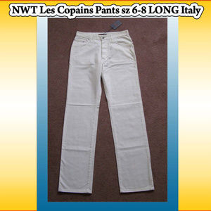 NWT Les Copains White Pants sz 6-8 LONG Lean Jeans